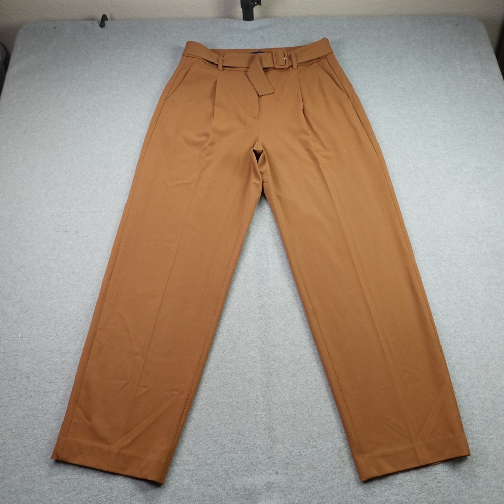 J.Crew Dress Pants Womens 6 Brown Belted Pleated Wide Leg Trousers